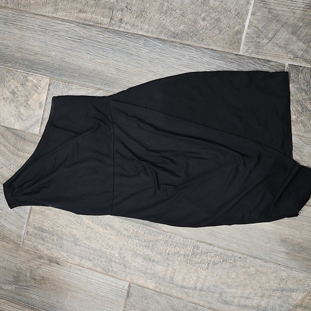 Knit Black One-Shoulder Dress With Ruching